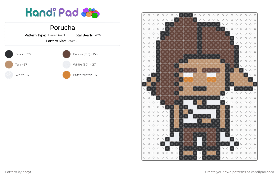 Porucha - Fuse Bead Pattern by aceyt on Kandi Pad - beige, brown