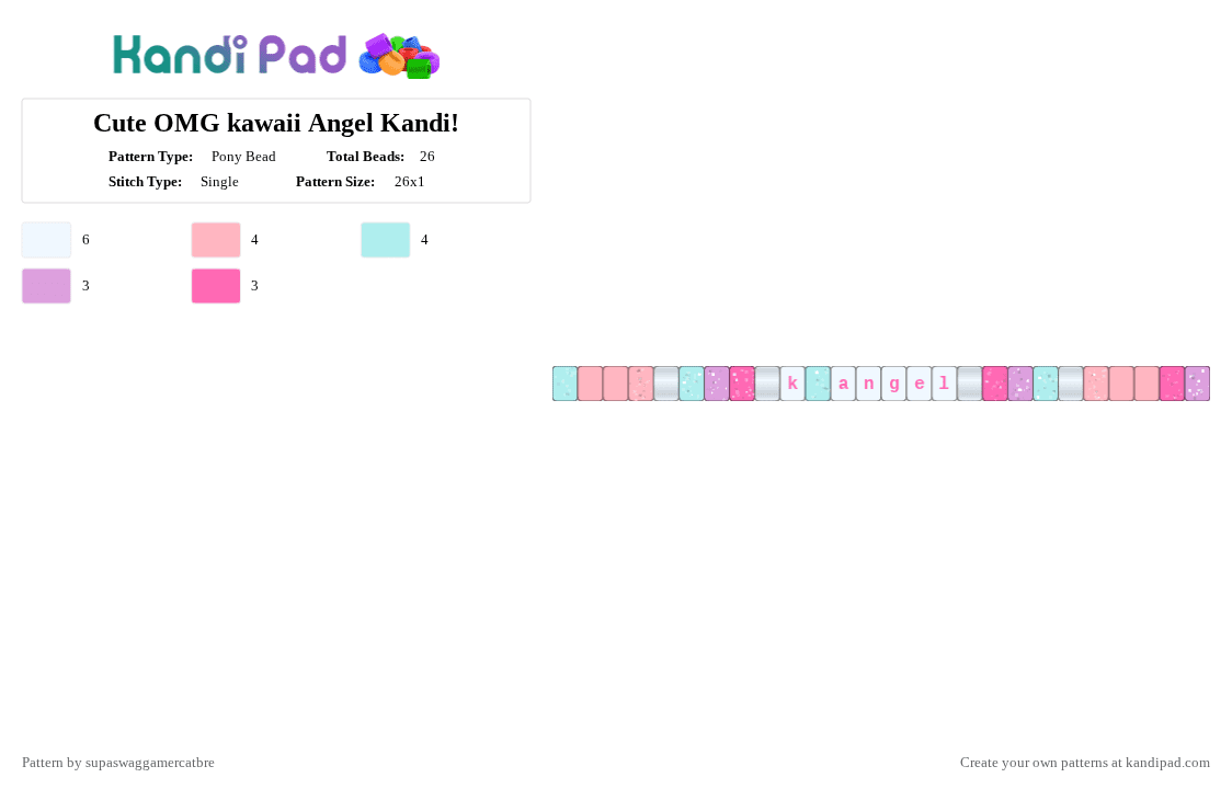 Cute OMG kawaii Angel Kandi! - Pony Bead Pattern by supaswaggamercatbre on Kandi Pad - amechan, anime, cutecore, cutegore, kangel, needystreameroverload, pink