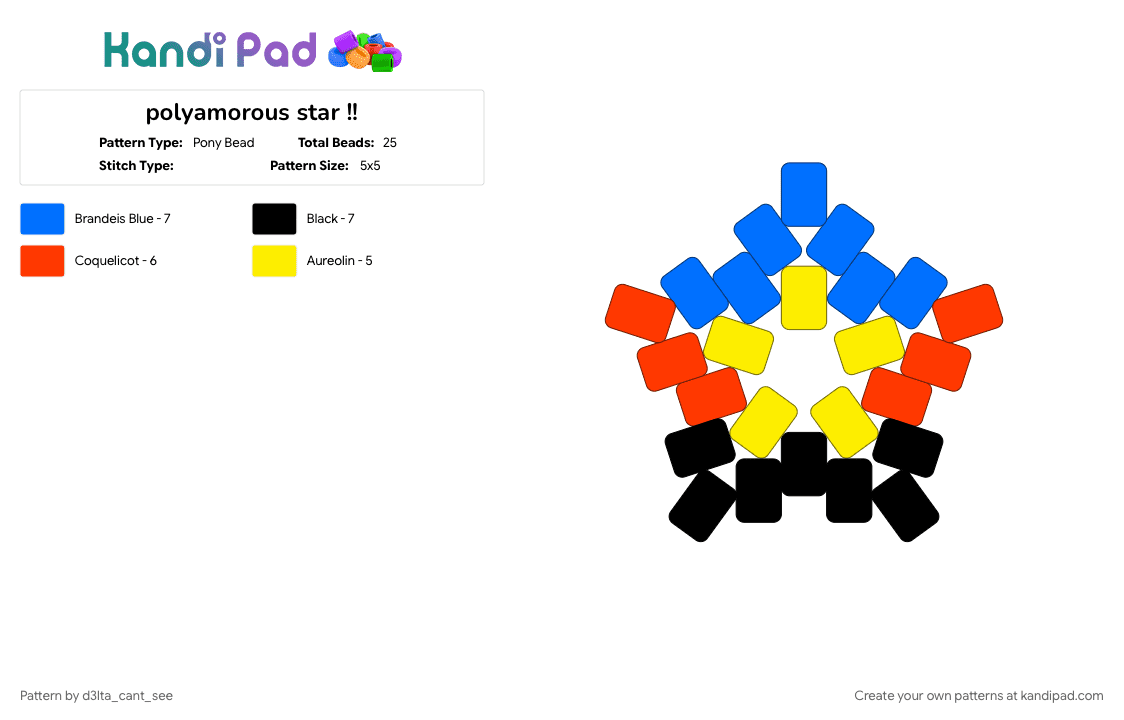 polyamorous star !! - Pony Bead Pattern by d3lta_cant_see on Kandi Pad - 