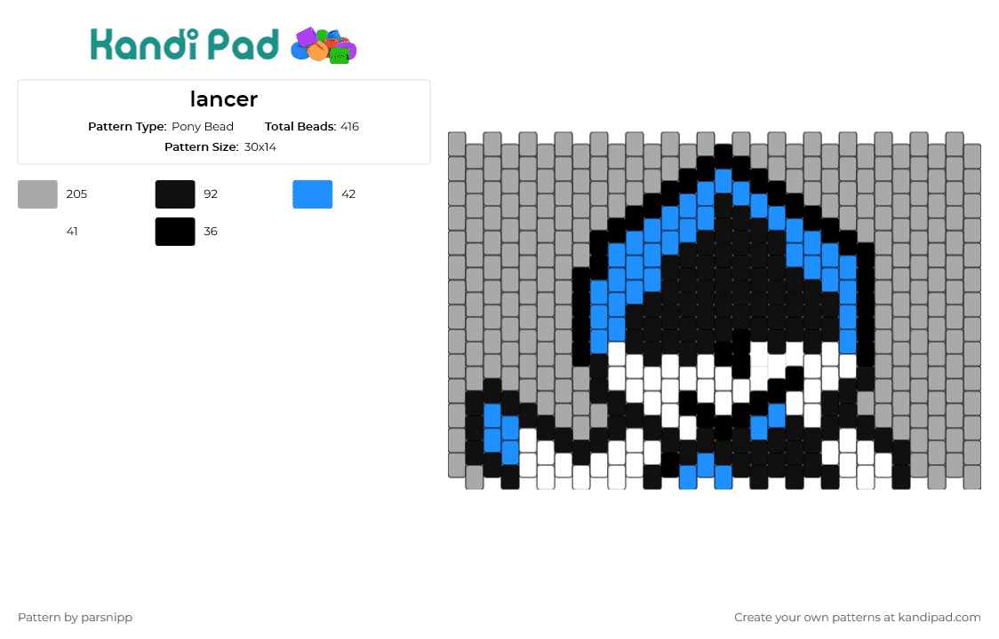 lancer - Pony Bead Pattern by parsnipp on Kandi Pad - lancer,delta rune,character,video game,blue,white,gray