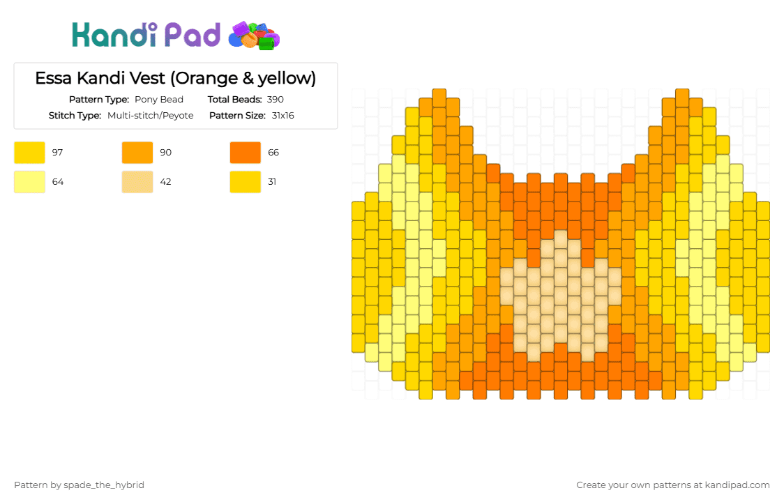 Essa Kandi Vest (Orange & yellow) - Pony Bead Pattern by spade_the_hybrid on Kandi Pad - orange, yellow