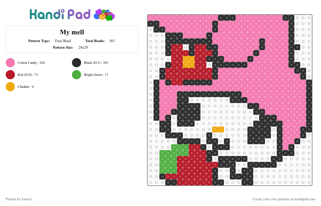 My mell - Fuse Bead Pattern by kawaii on Kandi Pad - pink,sanrio,my melody,cute