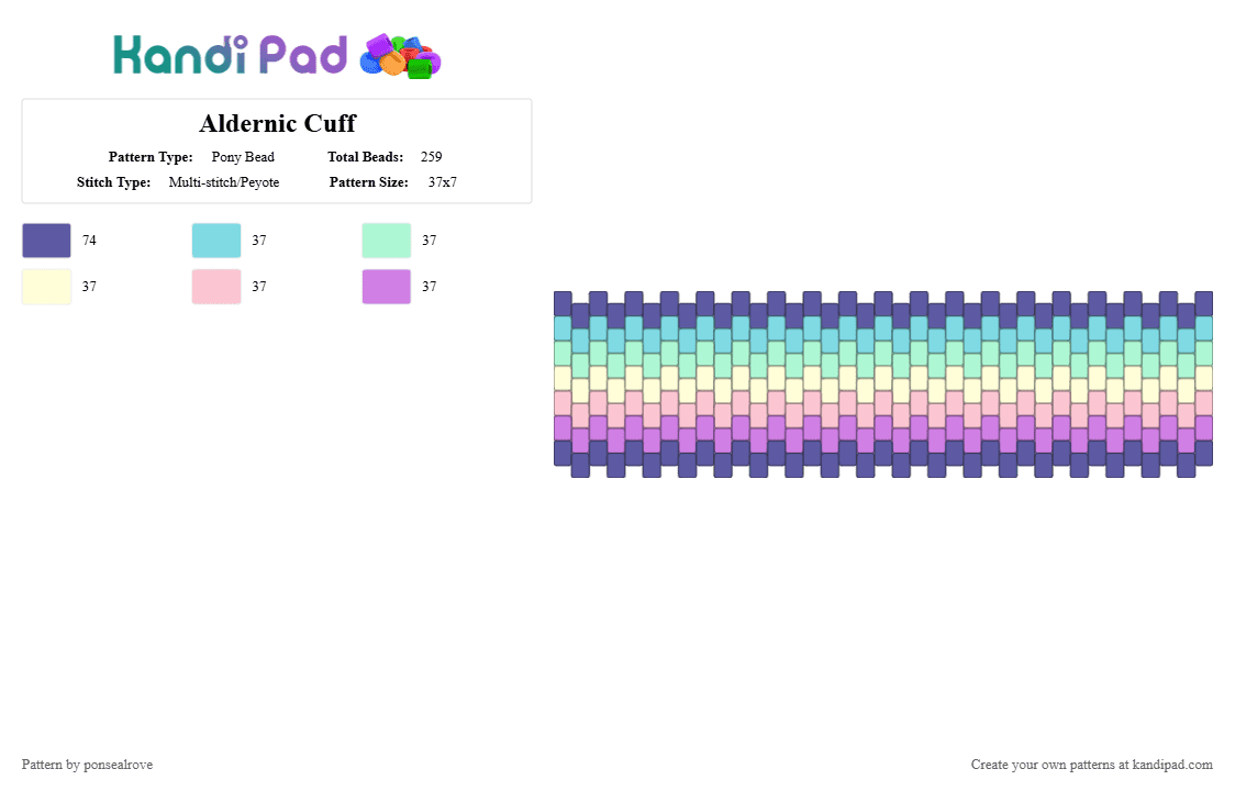 Aldernic Cuff - Pony Bead Pattern by ponsealrove on Kandi Pad - pink, purple