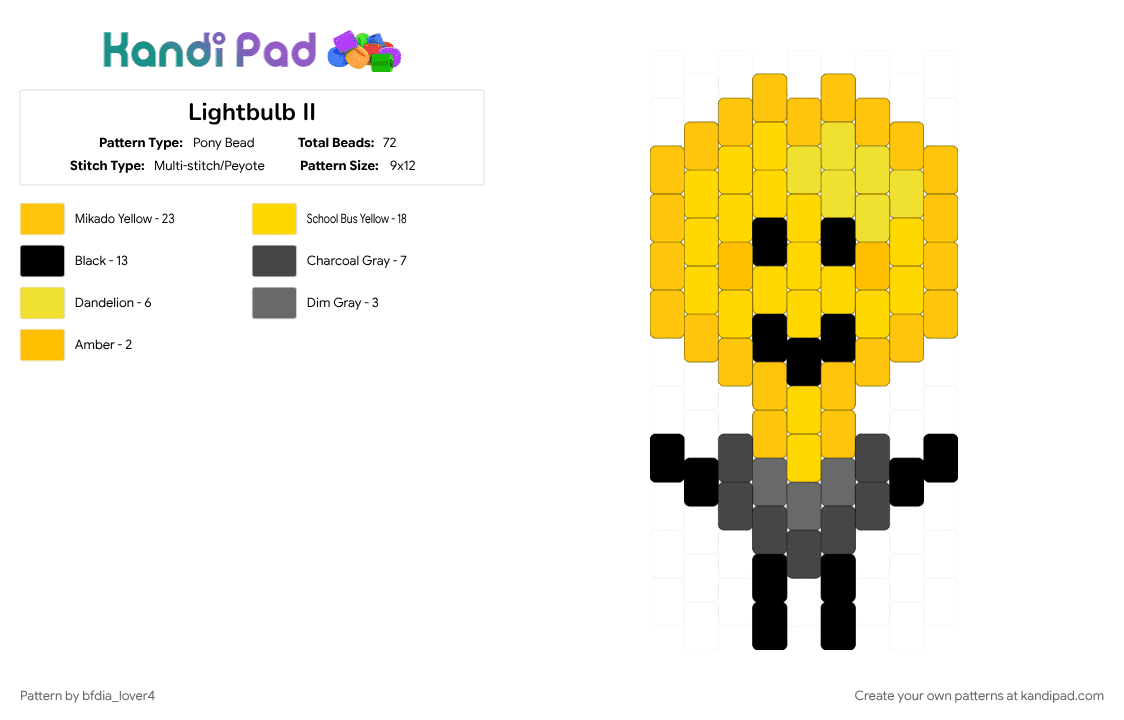 Lightbulb II - Pony Bead Pattern by bfdia_lover4 on Kandi Pad - 