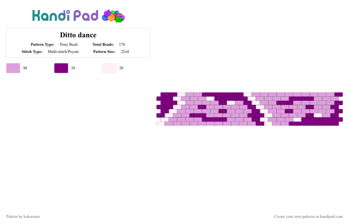 Ditto dance - Pony Bead Pattern by kokoronis on Kandi Pad - ditto, pink, pokemon, video games