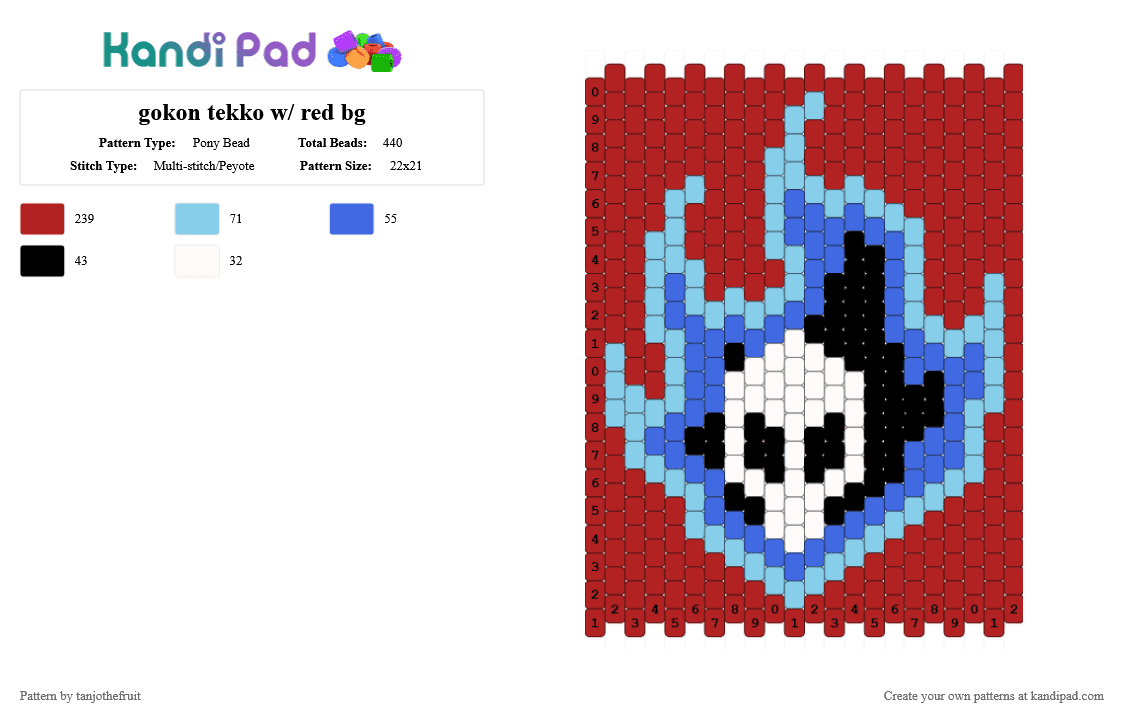 gokon tekko w/ red bg - Pony Bead Pattern by tanjothefruit on Kandi Pad - red