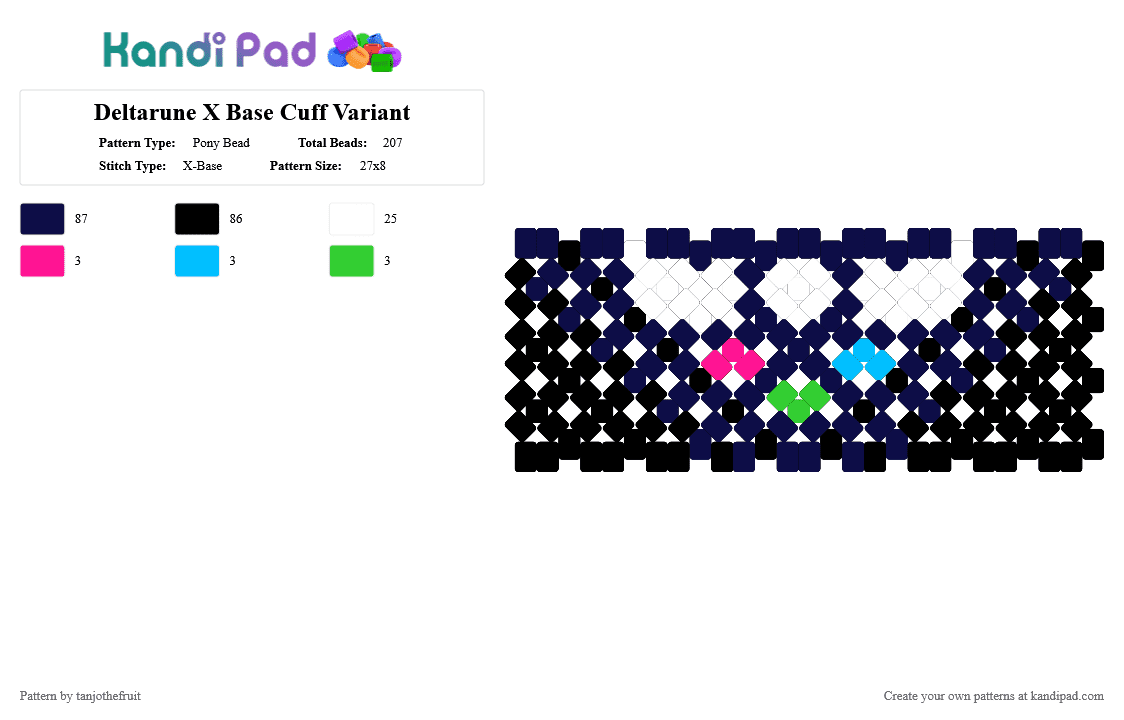 Deltarune X Base Cuff Variant - Pony Bead Pattern by tanjothefruit on Kandi Pad - purple