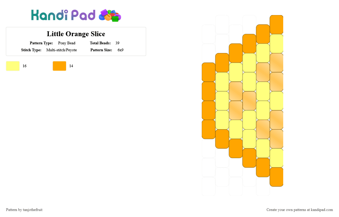 Little Orange Slice - Pony Bead Pattern by tanjothefruit on Kandi Pad - orange, yellow