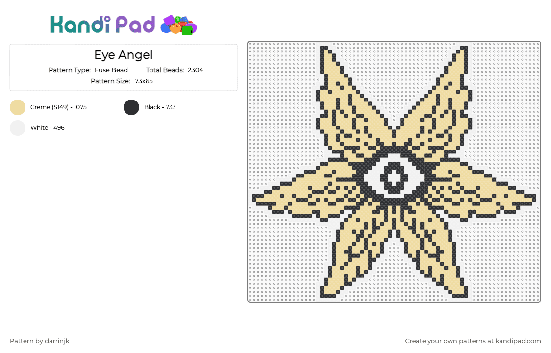 Eye Angel - Fuse Bead Pattern by darrinjk on Kandi Pad - white,beige