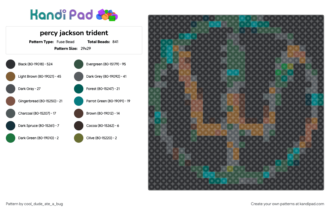percy jackson trident - Fuse Bead Pattern by cool_dude_ate_a_bug on Kandi Pad - 