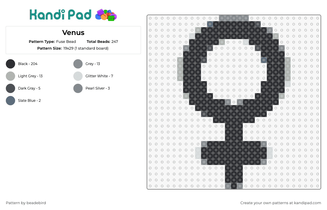 Venus - Fuse Bead Pattern by beadebird on Kandi Pad - venus,female,symbol,black