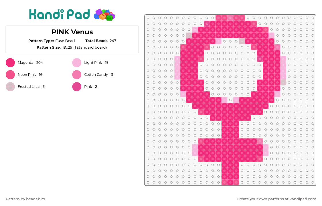 PINK Venus - Fuse Bead Pattern by beadebird on Kandi Pad - venus,female,symbol,pink