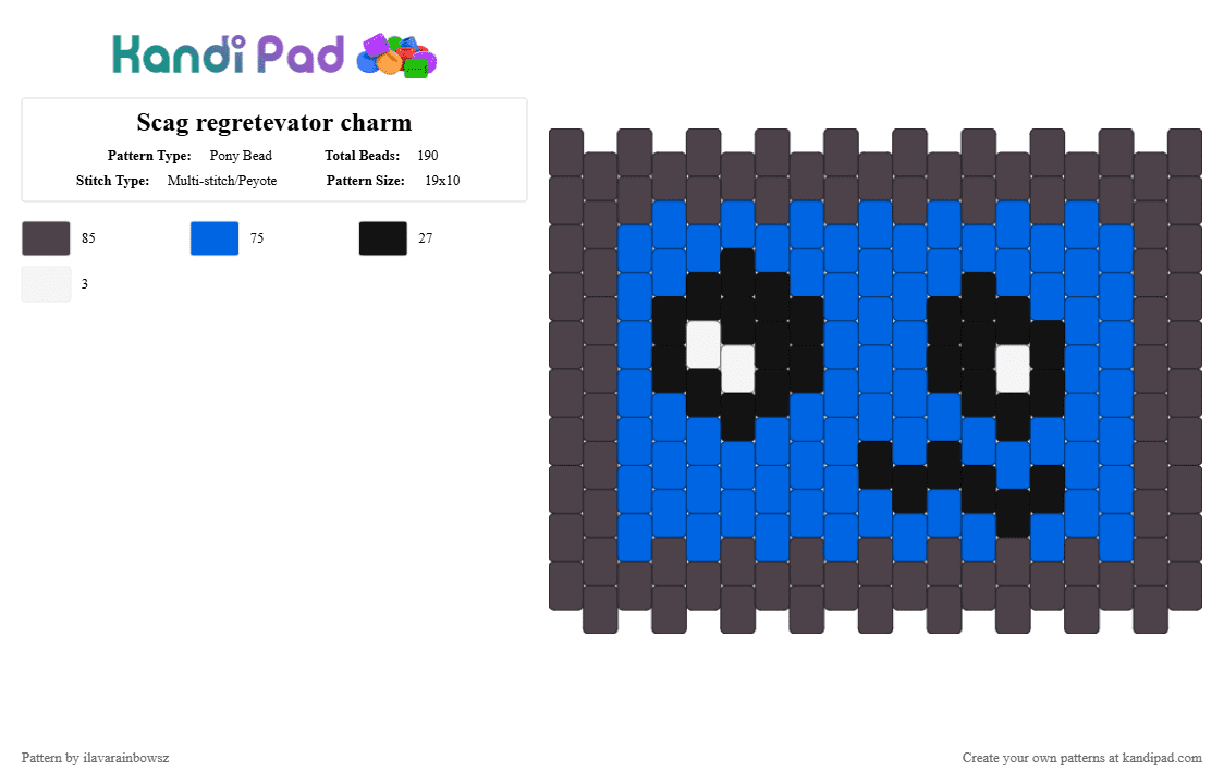 Scag regretevator charm - Pony Bead Pattern by ilavarainbowsz on Kandi Pad - blue, brown, computer, dr retro, regretevator, scag, silly, trans