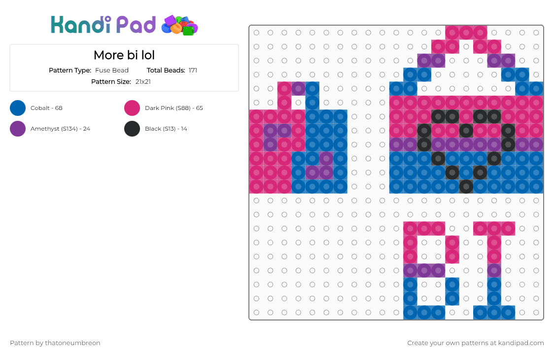 More bi lol - Fuse Bead Pattern by thatoneumbreon on Kandi Pad - pink,blue