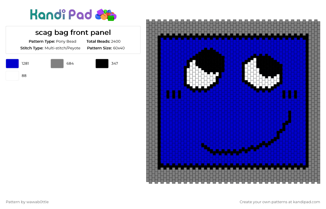 scag bag front panel - Pony Bead Pattern by wawab0ttle on Kandi Pad - purple,gray