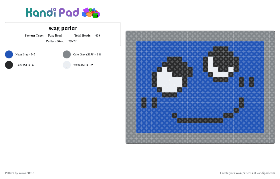 scag perler - Fuse Bead Pattern by wawab0ttle on Kandi Pad - blue, gray