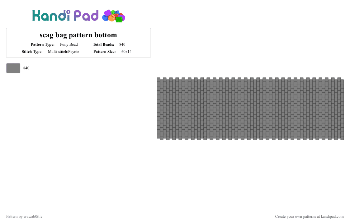 scag bag panel bottom - Pony Bead Pattern by wawab0ttle on Kandi Pad - 