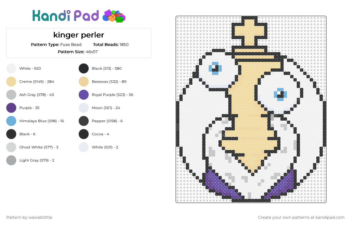 kinger perler - Fuse Bead Pattern by wawab0ttle on Kandi Pad - white,beige