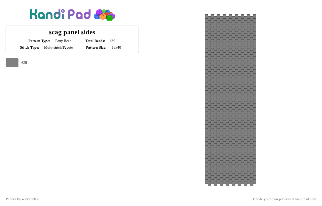 scag panel sides - Pony Bead Pattern by wawab0ttle on Kandi Pad - gray
