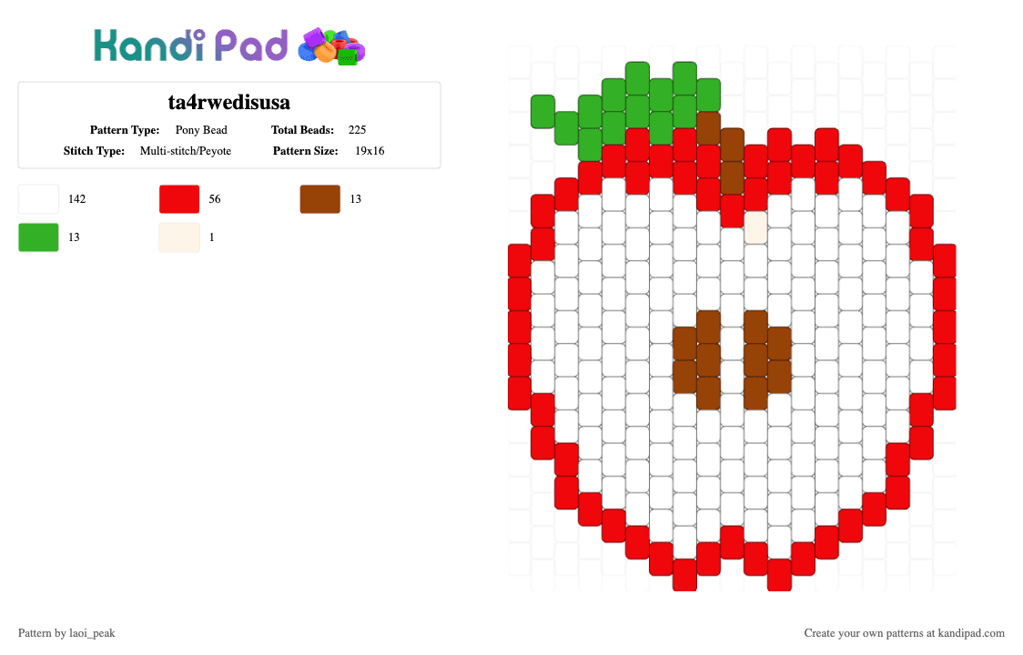 ta4rwedisusa - Pony Bead Pattern by laoi_peak on Kandi Pad - red, white