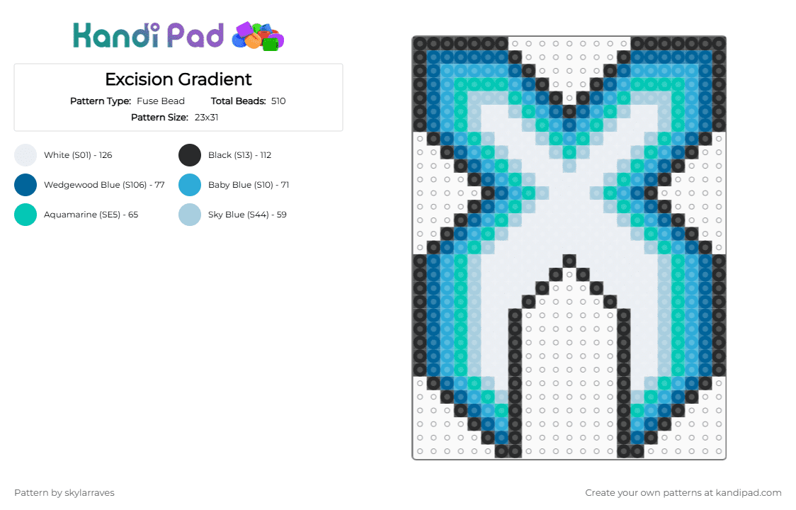Excision Gradient - Fuse Bead Pattern by skylarraves on Kandi Pad - light blue