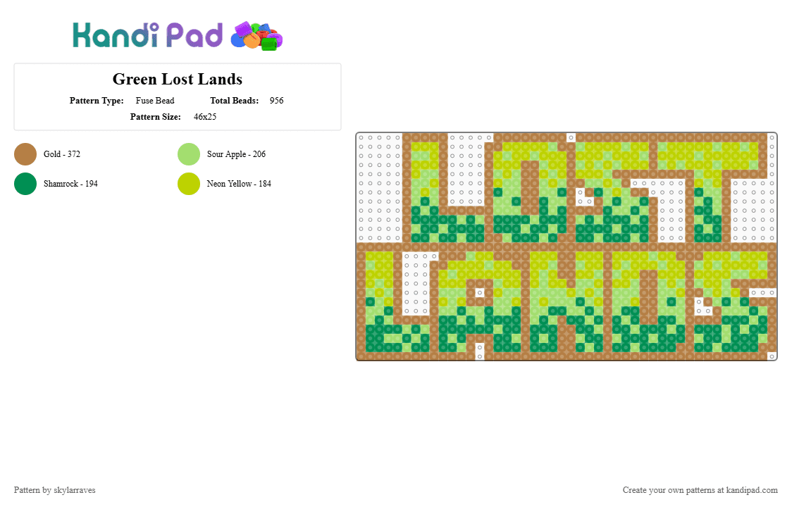 Green Lost Lands - Fuse Bead Pattern by skylarraves on Kandi Pad - tan,green
