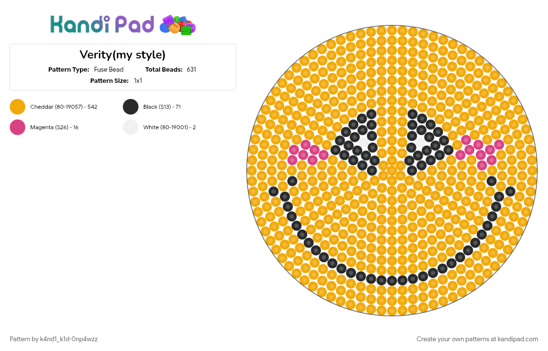 Verity(my style) - Fuse Bead Pattern by k4nd1_k1d-0np4wzz on Kandi Pad - orange