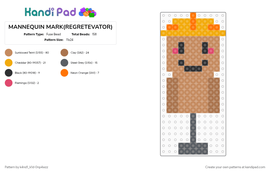 MANNEQUIN MARK(REGRETEVATOR) - Fuse Bead Pattern by k4nd1_k1d-0np4wzz on Kandi Pad - tan