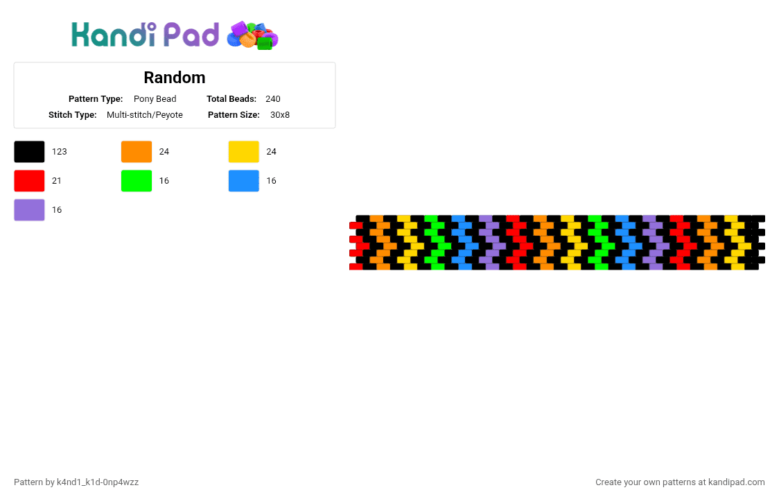 Random - Pony Bead Pattern by k4nd1_k1d-0np4wzz on Kandi Pad - black, orange, red, yellow