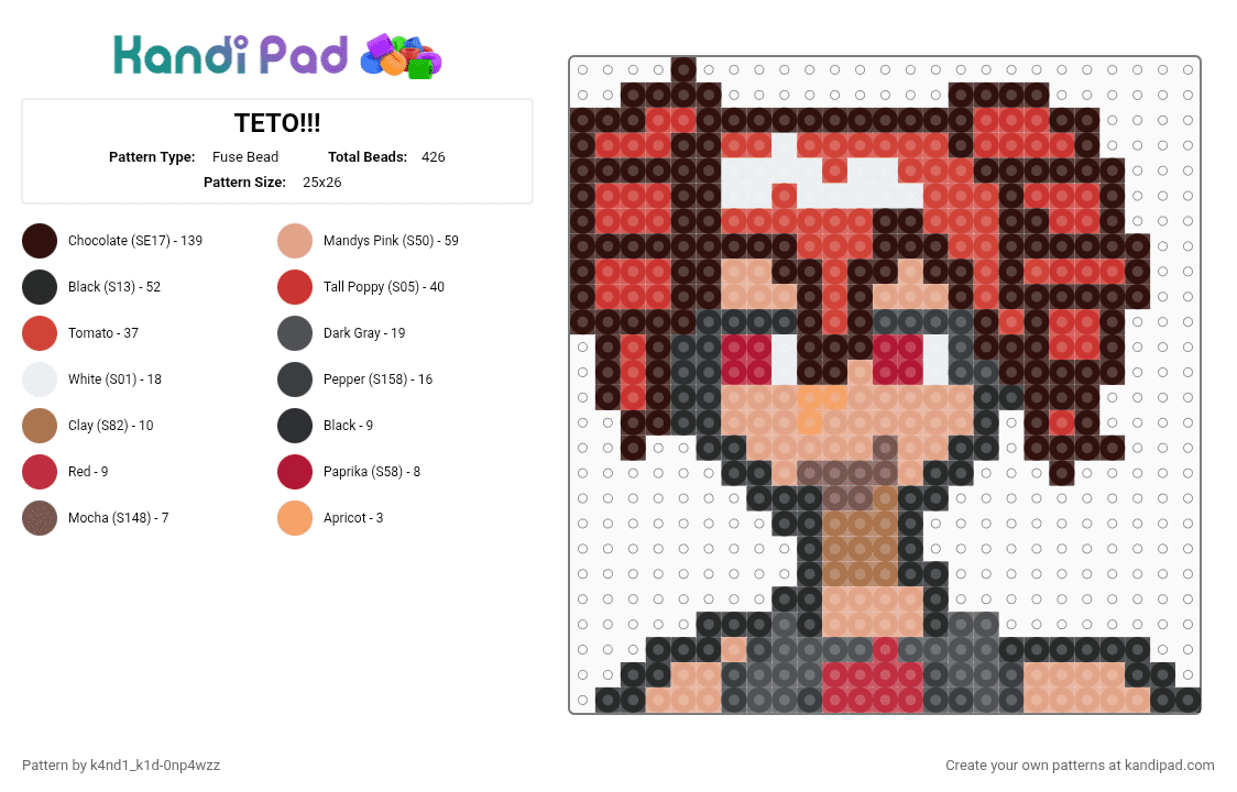 TETO!!! - Fuse Bead Pattern by k4nd1_k1d-0np4wzz on Kandi Pad - beige, brown, red