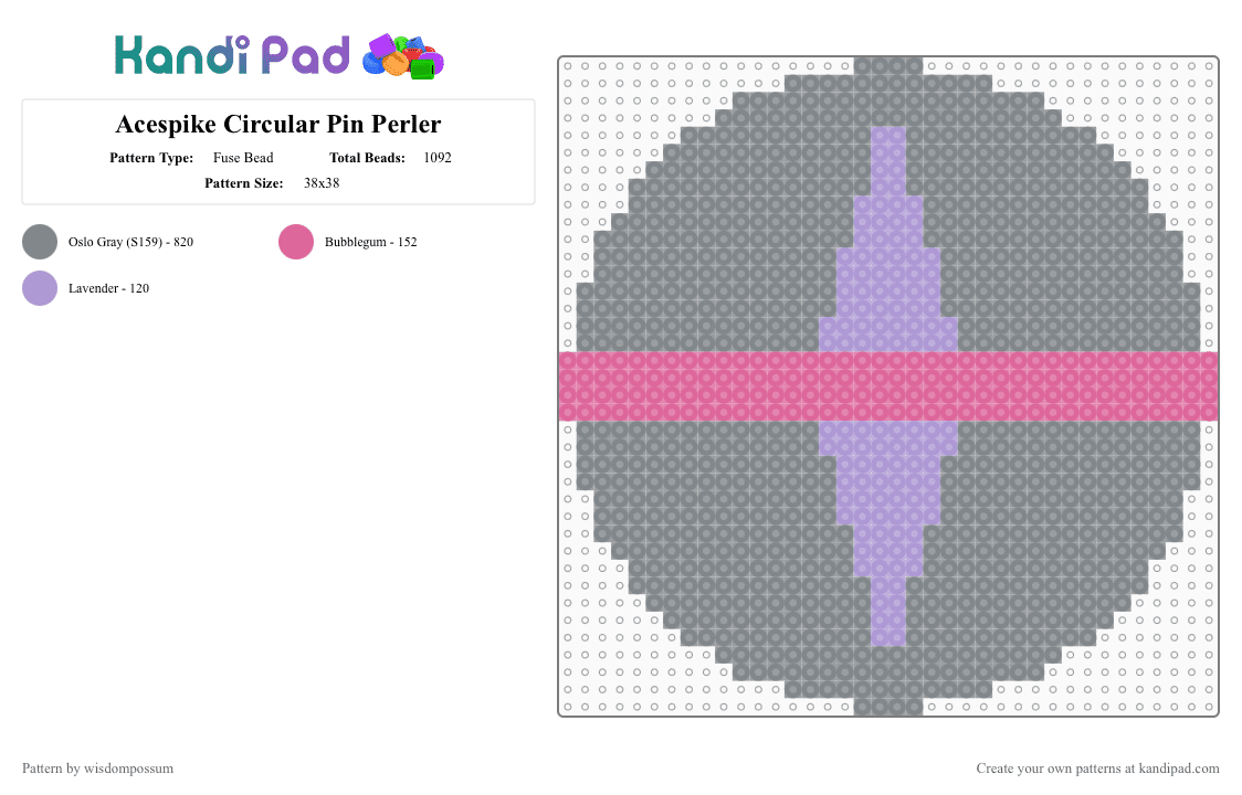 Acespike Circular Pin Perler - Fuse Bead Pattern by wisdompossum on Kandi Pad - gray,queer,lgbtqia,lgbt,acespike,asexual,acespec,asexual umbrella