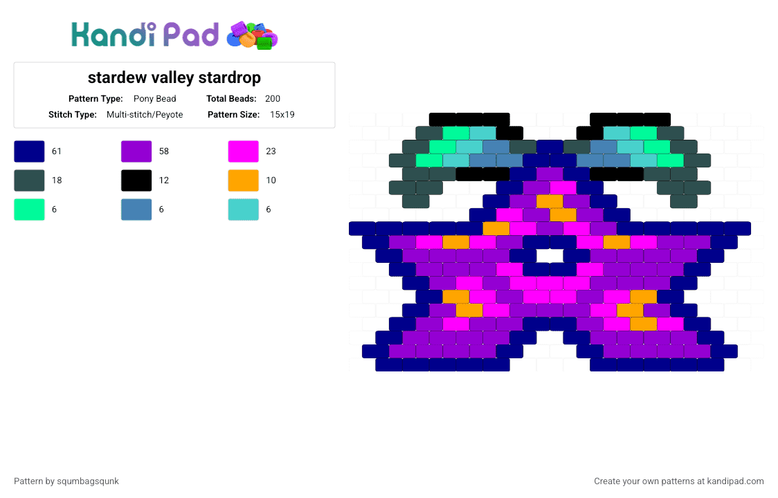 stardew valley stardrop - Pony Bead Pattern by squmbagsqunk on Kandi Pad - purple,stardew valley,videogame,stardrop,starfruit,star