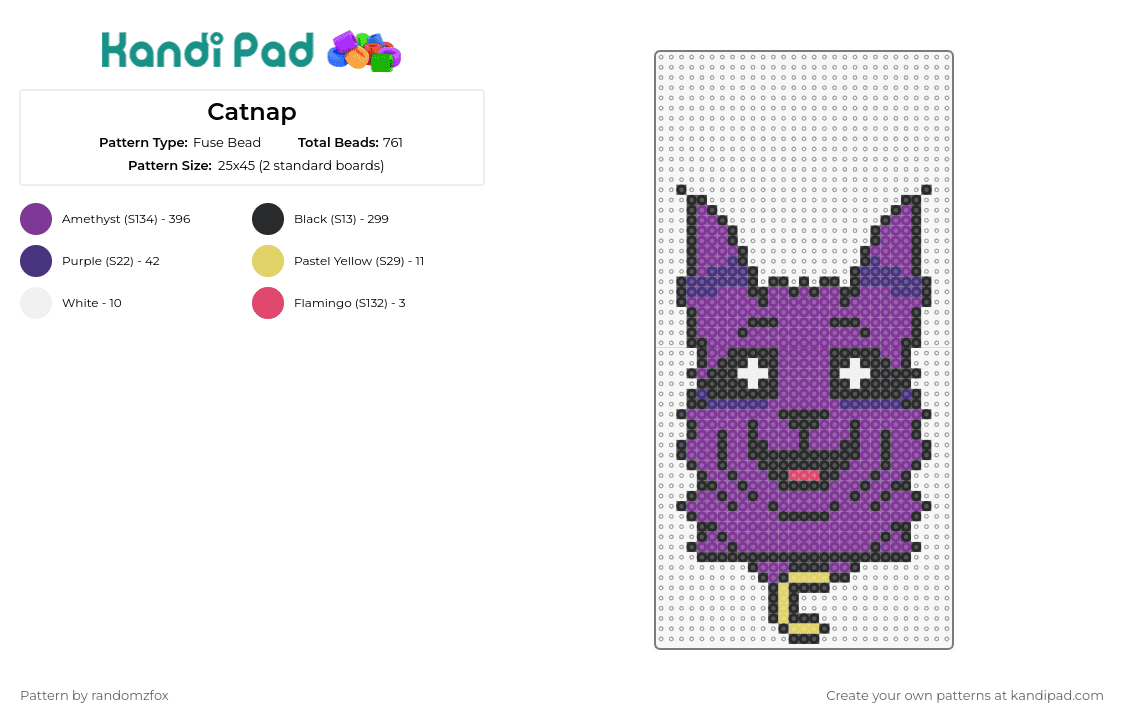Catnap - Fuse Bead Pattern by randomzfox on Kandi Pad - catnap,smiling critters,poppy playtime,video game,character,purple