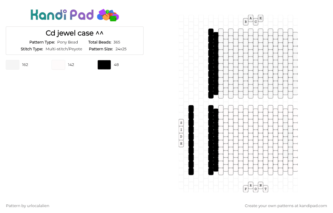 Cd jewel case ^^ | read desc! - Pony Bead Pattern by urlocalalien on Kandi Pad - white