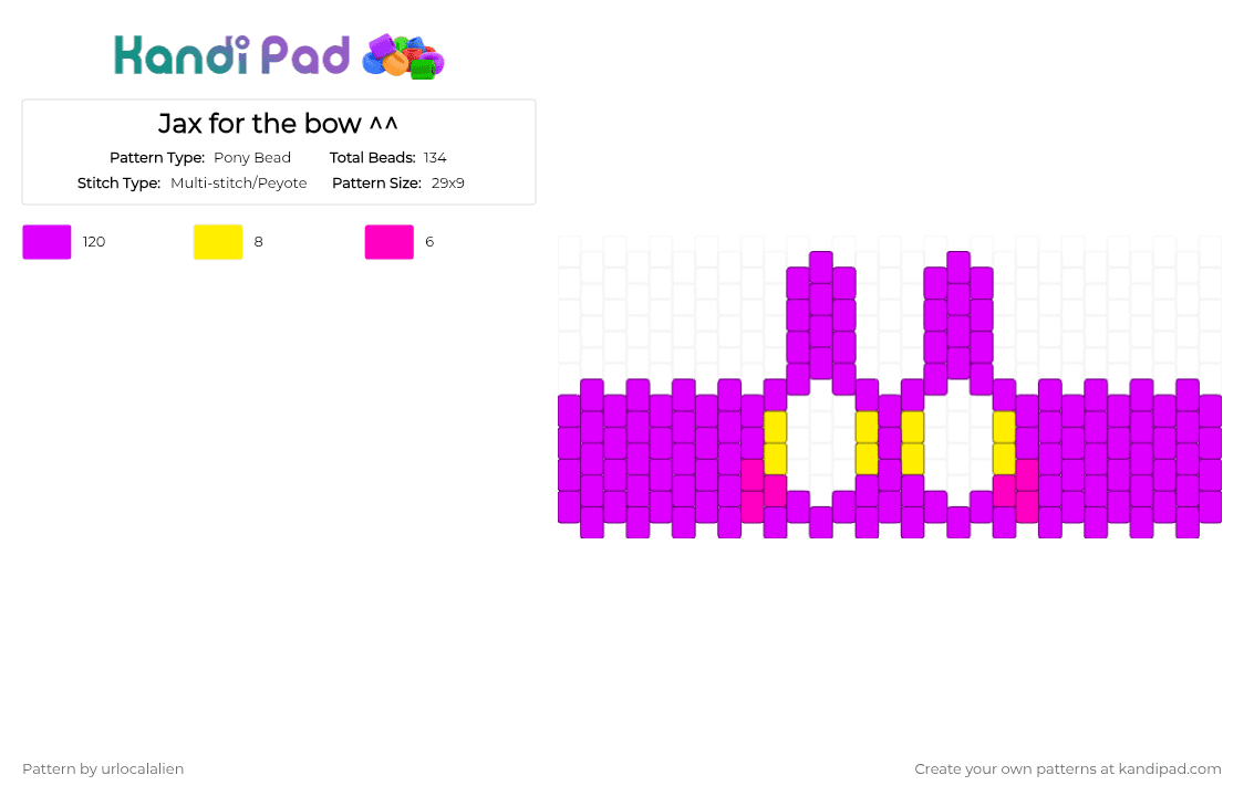 Jax for the bow ^^ - Pony Bead Pattern by urlocalalien on Kandi Pad - pink