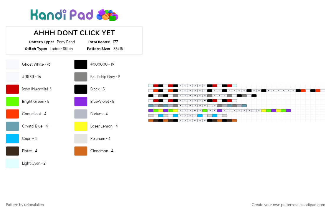 Tokio Hotel 丰 Album Discography - Pony Bead Pattern by urlocalalien on Kandi Pad - colorful, gray, purple, red, white