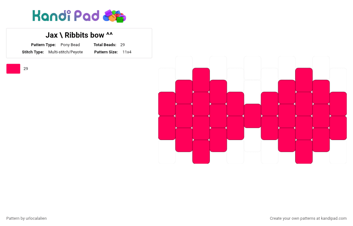 Jax \\ Ribbits bow ^^ - Pony Bead Pattern by urlocalalien on Kandi Pad - red