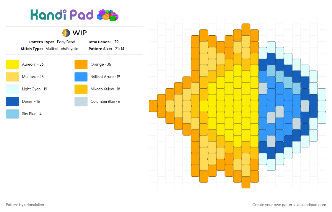 🌗 - Pony Bead Pattern by urlocalalien on Kandi Pad - yellow