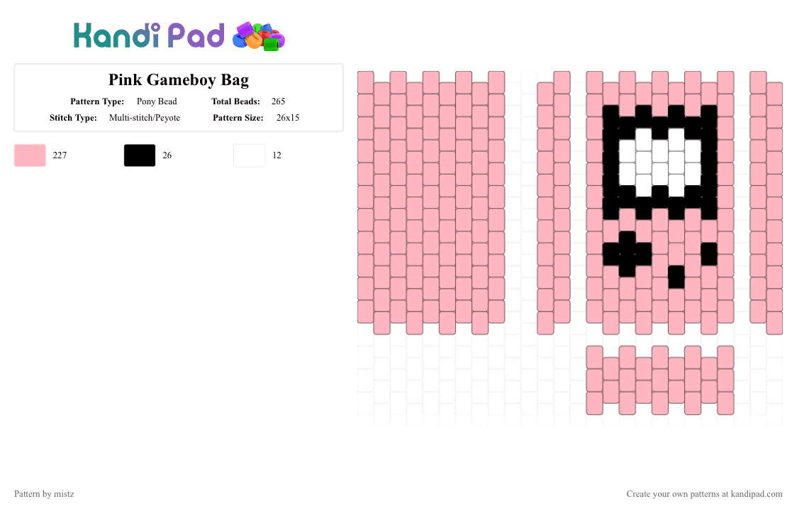 Pink Gameboy Bag - Pony Bead Pattern by mistz on Kandi Pad - gameboy, pink
