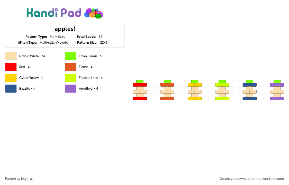 apples! - Pony Bead Pattern by k4yz_alt on Kandi Pad - apples, beige, food, fruit