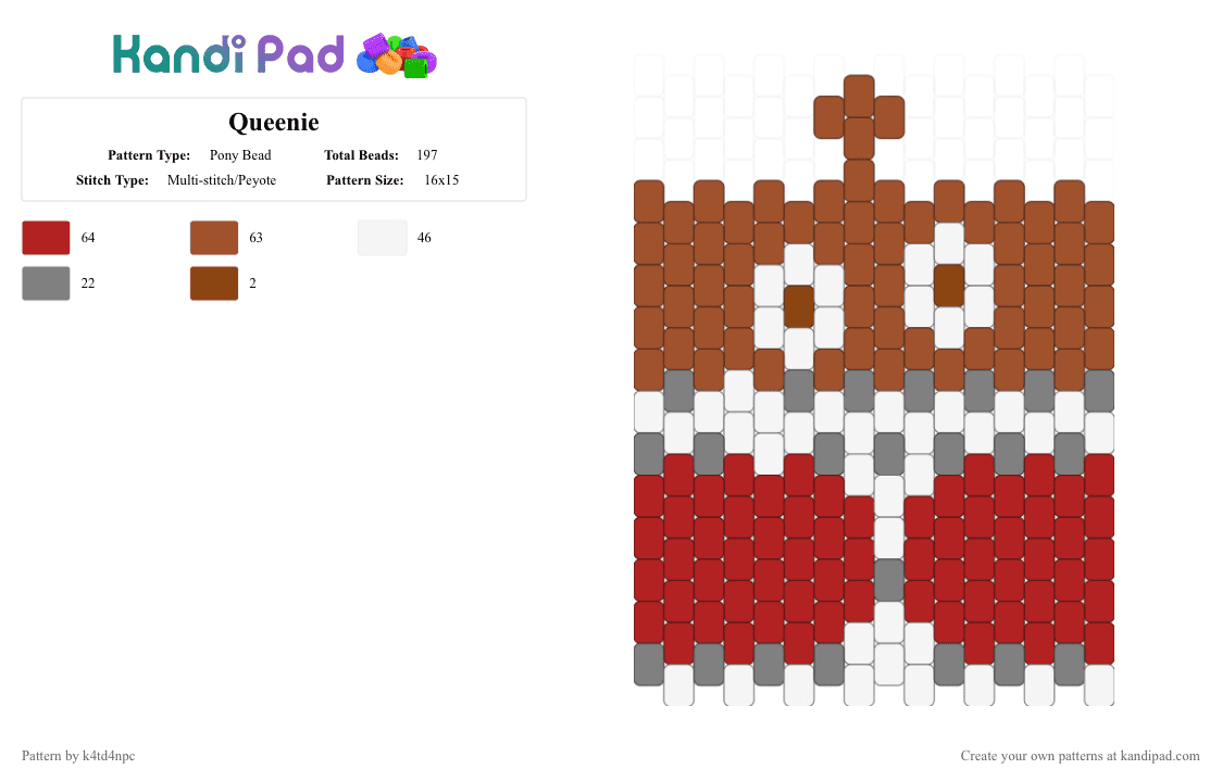 Queenie - Pony Bead Pattern by k4td4npc on Kandi Pad - red