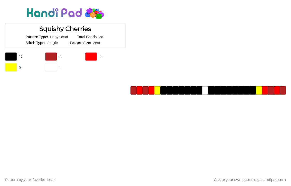 Squishy Cherries - Pony Bead Pattern by your_favorite_loser on Kandi Pad - black, red