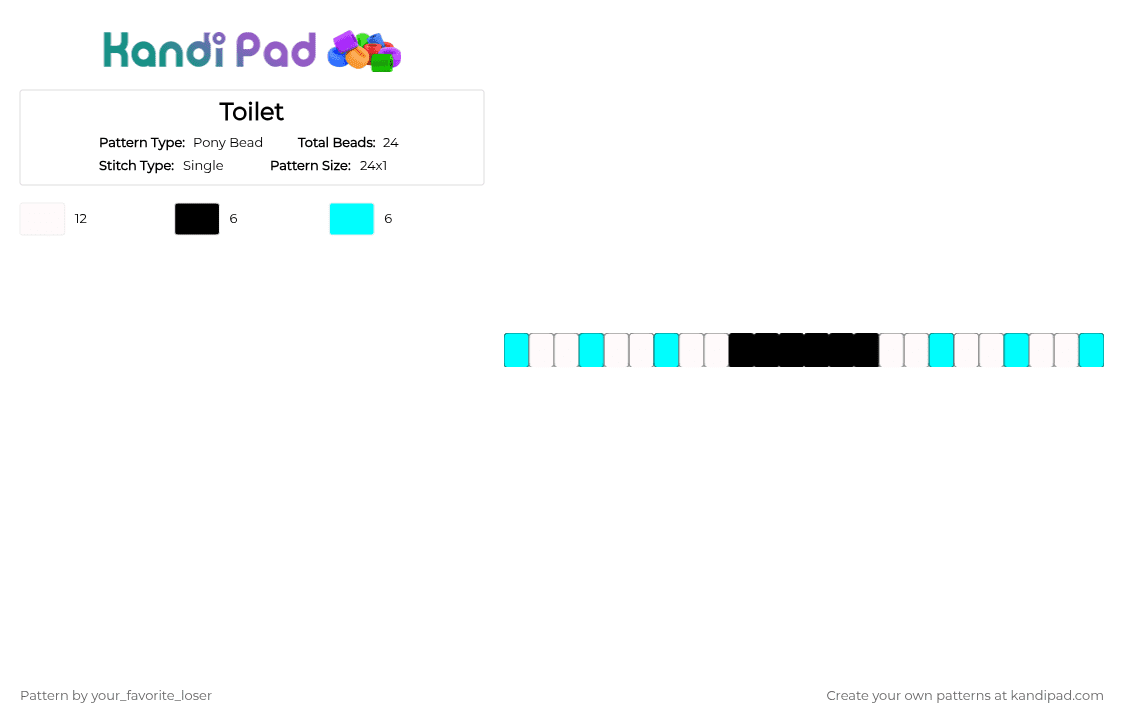 Toilet - Pony Bead Pattern by your_favorite_loser on Kandi Pad - light blue, white