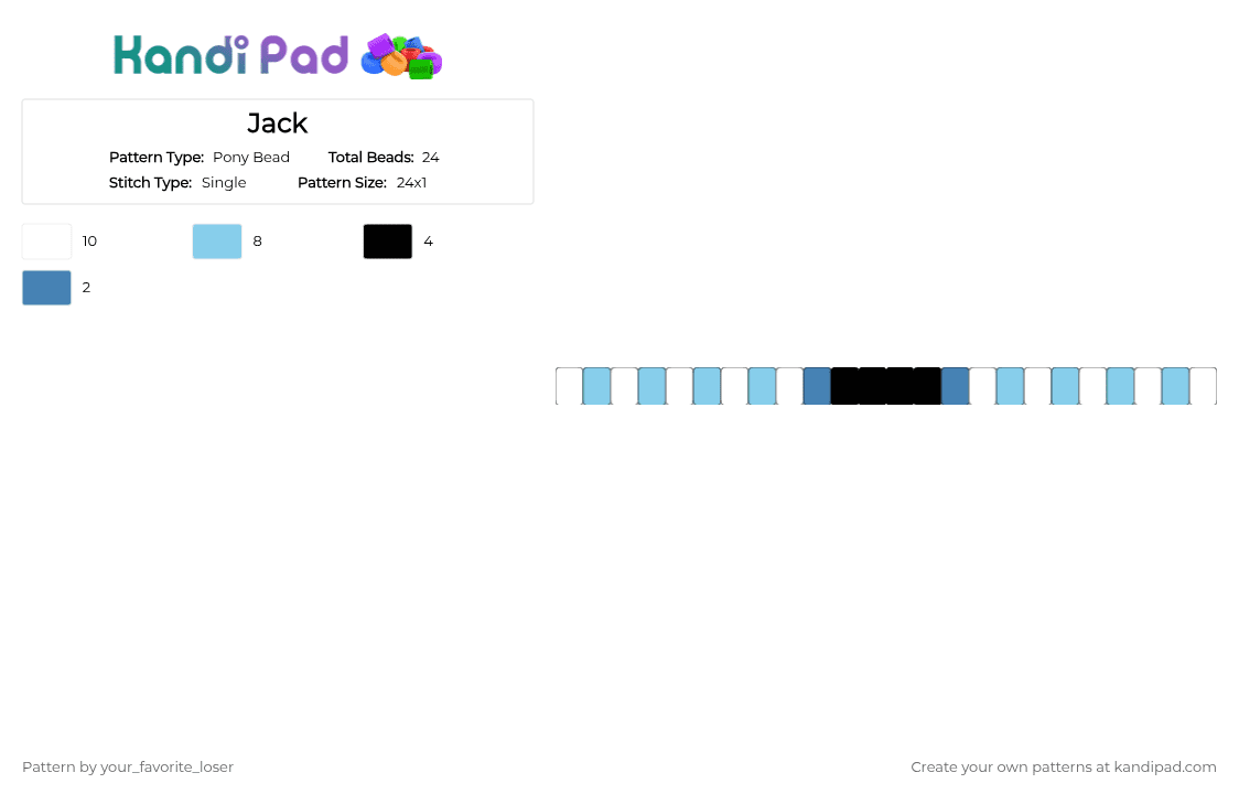 Jack - Pony Bead Pattern by your_favorite_loser on Kandi Pad - light blue