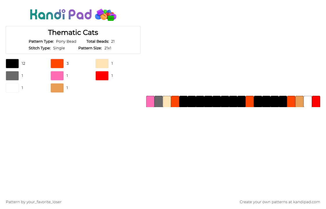 Thematic Cats - Pony Bead Pattern by your_favorite_loser on Kandi Pad - 