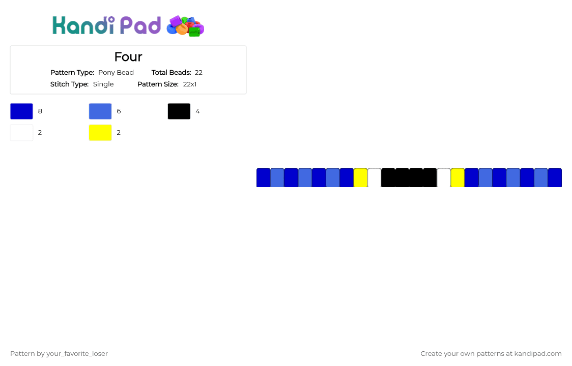 Four - Pony Bead Pattern by your_favorite_loser on Kandi Pad - blue, purple