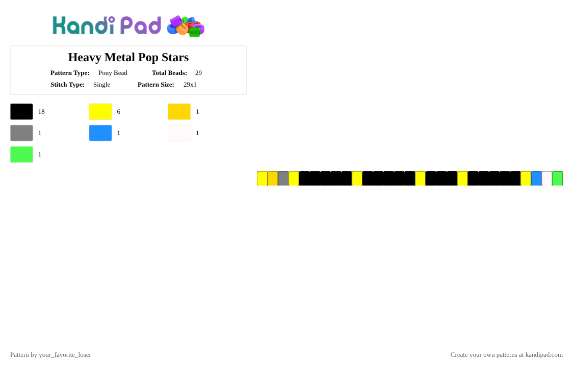 Heavy Metal Pop Stars - Pony Bead Pattern by your_favorite_loser on Kandi Pad - black, yellow