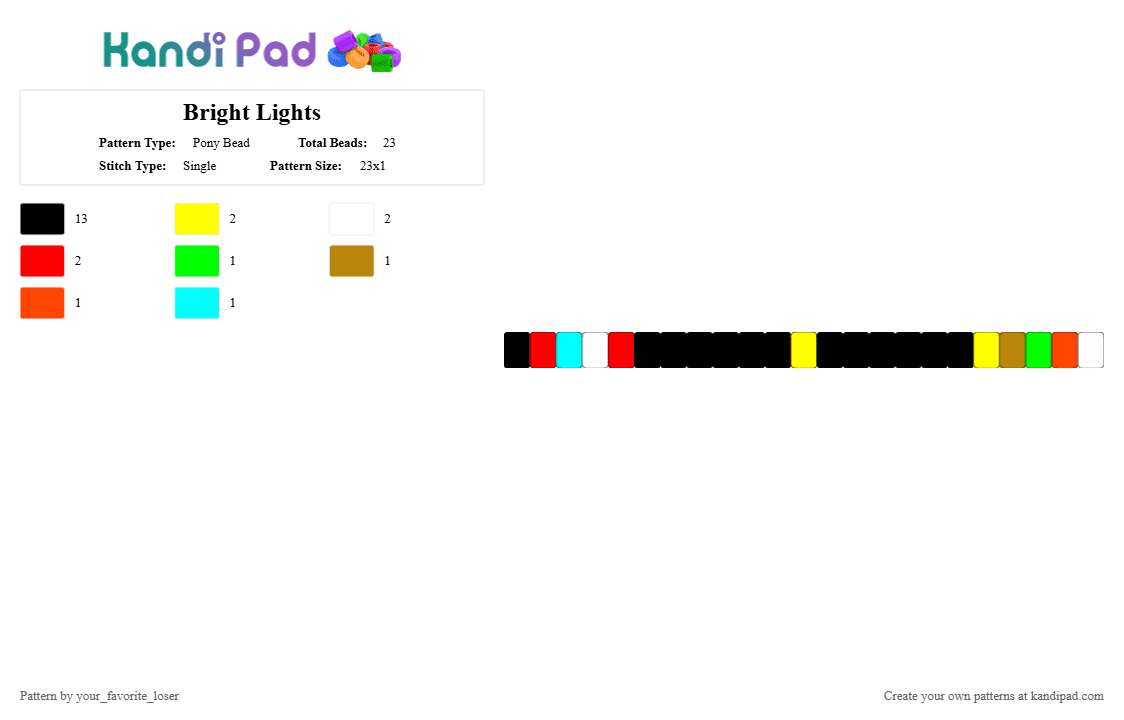 Bright Lights - Pony Bead Pattern by your_favorite_loser on Kandi Pad - 