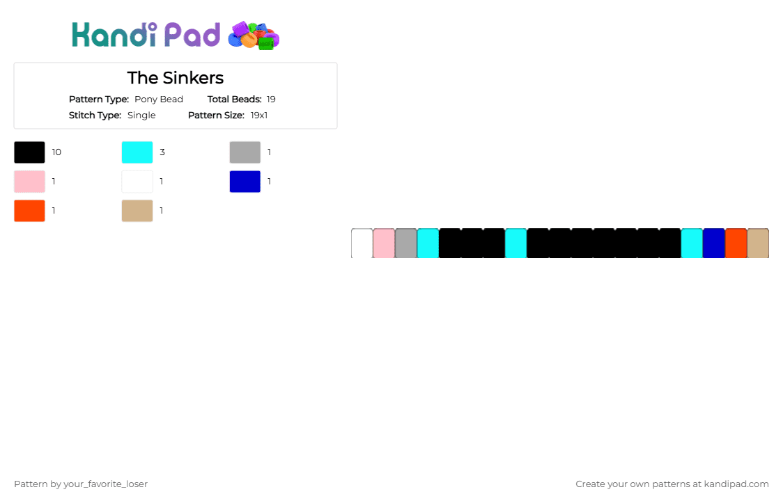The Sinkers - Pony Bead Pattern by your_favorite_loser on Kandi Pad - beige, black, light blue