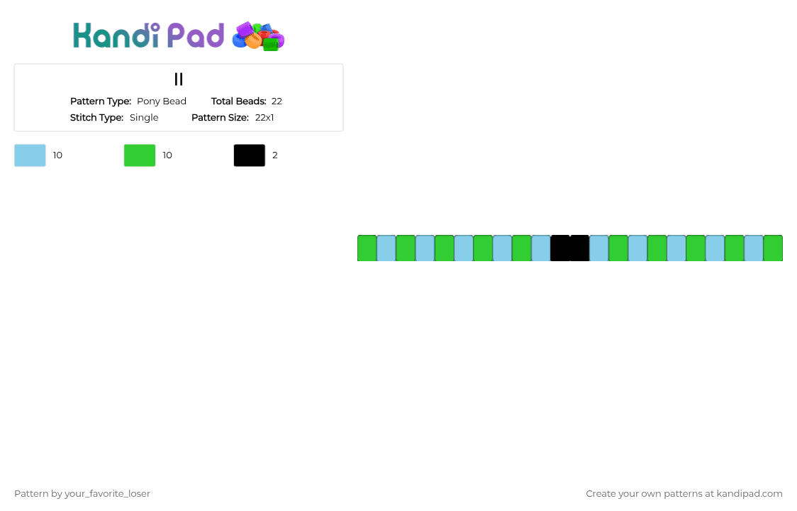 II - Pony Bead Pattern by your_favorite_loser on Kandi Pad - green, light blue